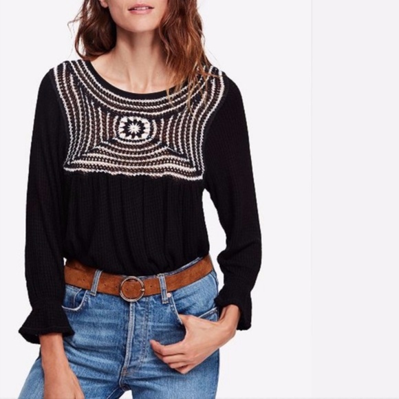 Free People Tops - FINAL MARKDOWN Free People Crochet Waffle Knit Top